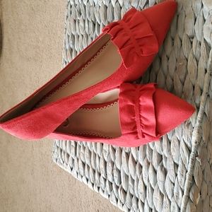 Red Kitten Heel Shoes (Size 10)
